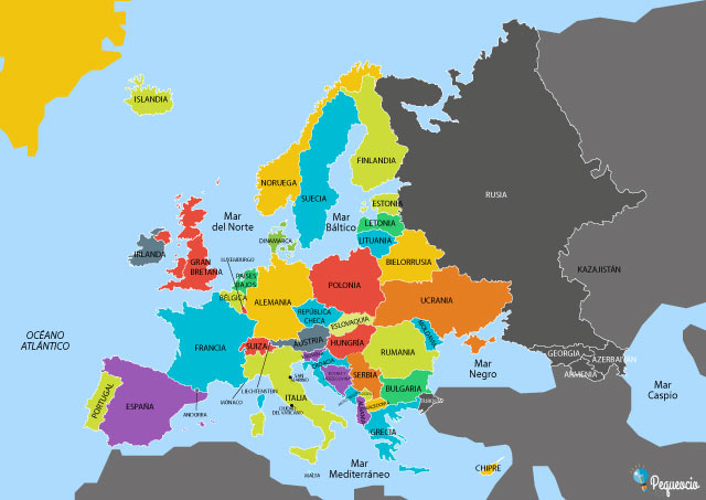 Mapa político de Europa con las ciudades visitadas